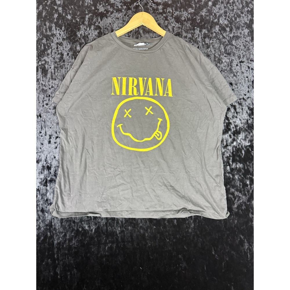 Asos Nirvana T Shirt US Size 14 Adult L Charcoal Grey Graphic Spellout